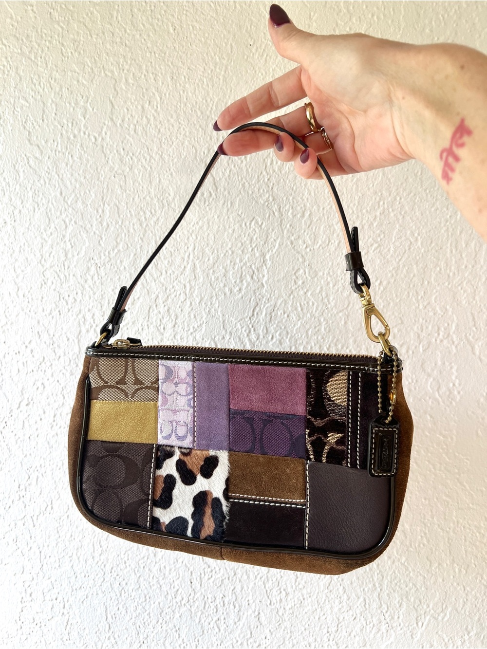 COACH legacy holiday patchwork DEMI baguette shoulder bag 7071 - RARE
